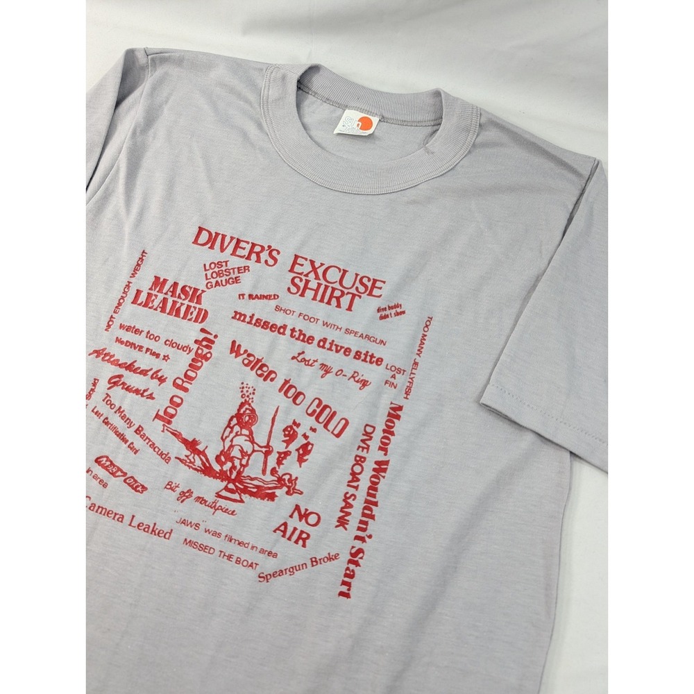 Vintage Single Stitch 1980s Divers Excuse Shirt 80s Humor Graphic Tshirt 20"